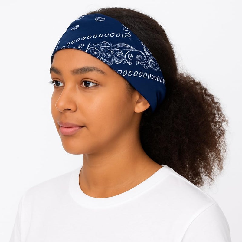 SUNRIBE 3 Pack Paisley Bandanas – 100% Cotton Square 21x21 Head Wrap, Headband, Face Cover, Neck Scarf for Men & Women - Image 2
